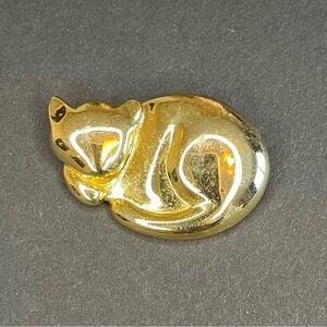 LIZ CLAIBORNE | Vintage Goldtone Cat Brooch